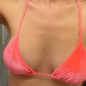 Small velvet bathing suit strip bikini top.